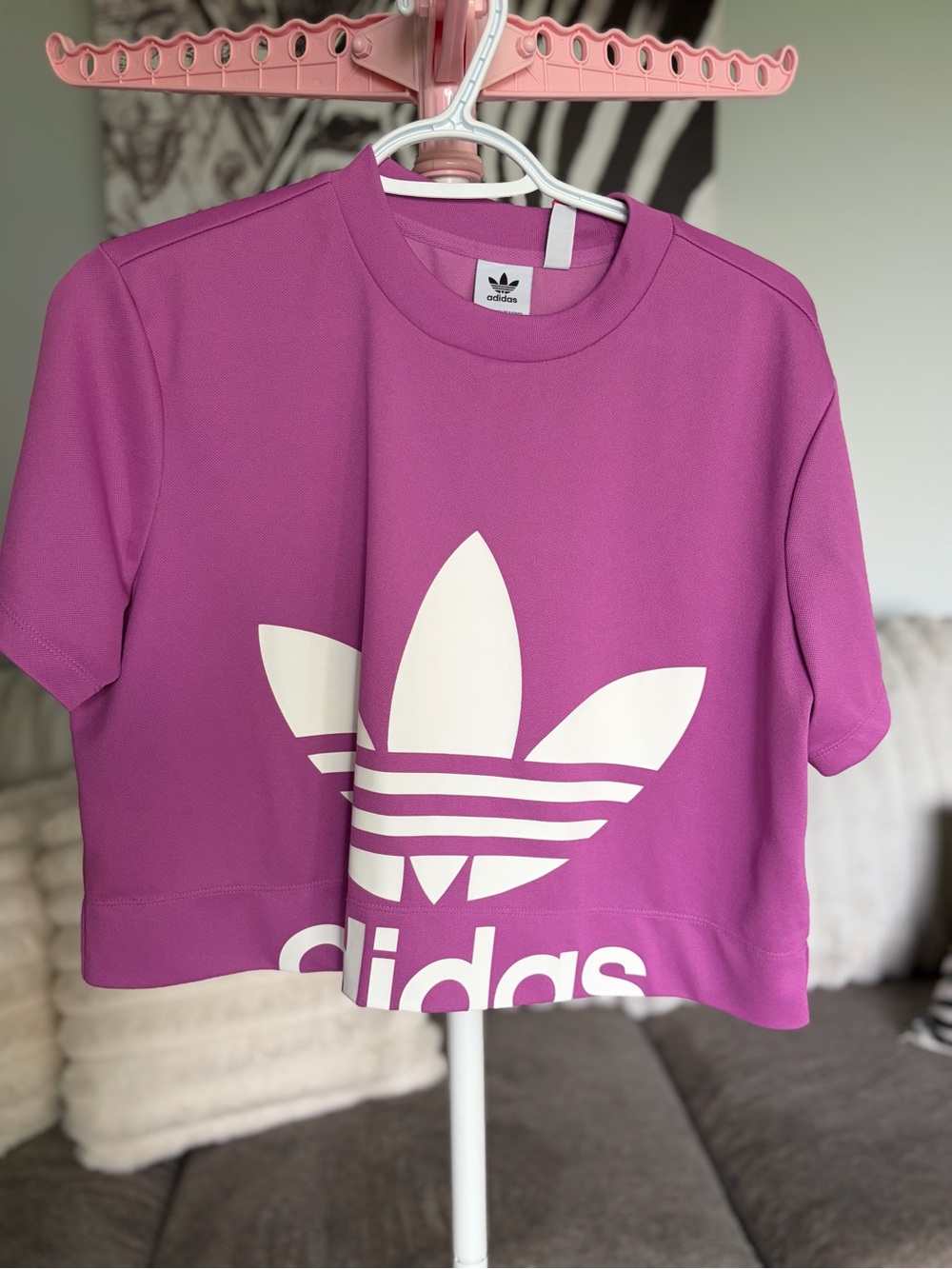 adidas Pink-Magenta Short Sleeve Trefoil Tee